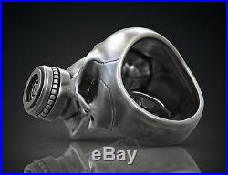 Skull Gas Mask Respirator Halloween Bikers Hip-Hop Ring in 925 Sterling Silver