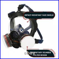 Smoke Black Full Face Organic Vapor Respirator and Gas Mask with 2 Threaded P-A