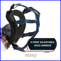Smoke Black Full Face Organic Vapor Respirator and Gas Mask with 2 Threaded P-A