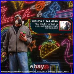 Smoke Black Full Face Organic Vapor Respirator and Gas Mask with 2 Threaded P-A