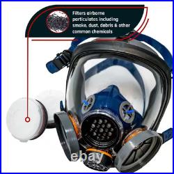 Smoke Black Full Face Organic Vapor Respirator and Gas Mask with 2 Threaded P-A