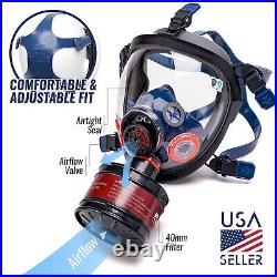 Survival & Tactical Full Face Gas Mask Respirator Heavy-Duty Anti-Fog Air F