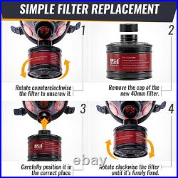 Tesoro Moda Survival Tactical Full Face Gas Mask Respirator Heavy-Duty