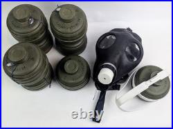 Vintage Israeli Gas Mask + 8 Swiss Zivilschutzfilter 68 Canisters NewithSurplus