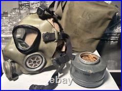 Vintage Korea War US Army 1952 M9A1 Gas Mask and Respirator with Bag ML