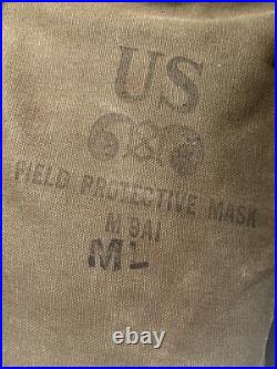 Vintage Korea War US Army 1952 M9A1 Gas Mask and Respirator with Bag ML