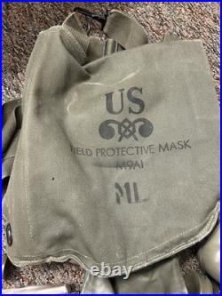 Vintage M17 A2 GAS MASK Chemical Biological Respirator with BAG US Military sz ML