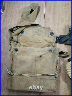 Vintage Original British WWI WW1 Gas Respirator Mask With Canister & Haversack Lot