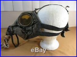 Vintage WWI Era English Model Canvas Gas Mask Respirator & Tank