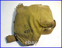 WWII 1942 US Navy USN Mark IV Gas Mask Respirator Filter Carrier Complete