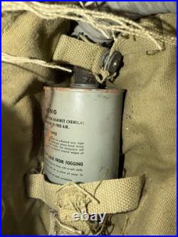 WWII 1942 US Navy USN Mark IV Gas Mask Respirator Filter Carrier Complete