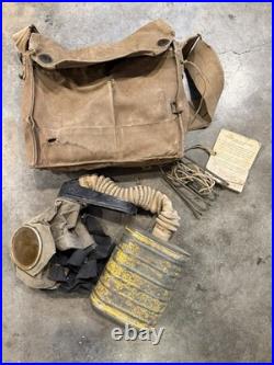 WWI M1918 US Army AEF Gas Mask & Carry Bag Yellow Can Respirator