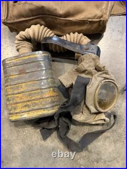 WWI M1918 US Army AEF Gas Mask & Carry Bag Yellow Can Respirator