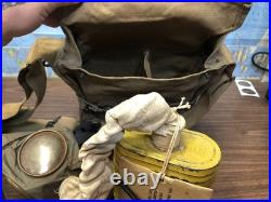 WWI M1918 US & UK SBR Gas Mask & Carry Bag Small Box Yellow Can Respirator RARE