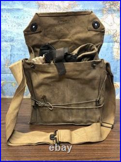 WWI M1918 US & UK SBR Gas Mask & Carry Bag Small Box Yellow Can Respirator RARE